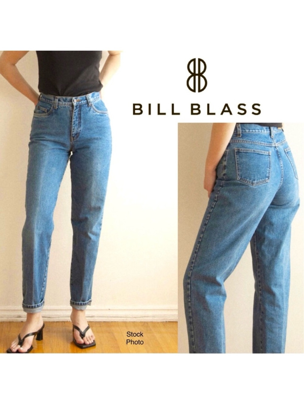 Vintage Bill Blass Easy Fit High Rise Tapered Leg Jeans 16